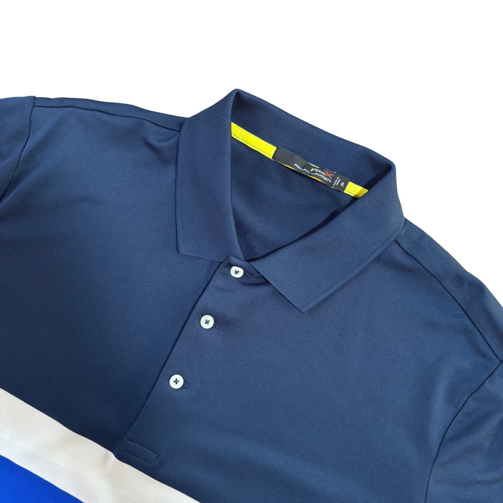 RLX Ralph‎ Lauren Mens XL Golf Polo Shirt Navy Blue Colorblock Stonebridge CC